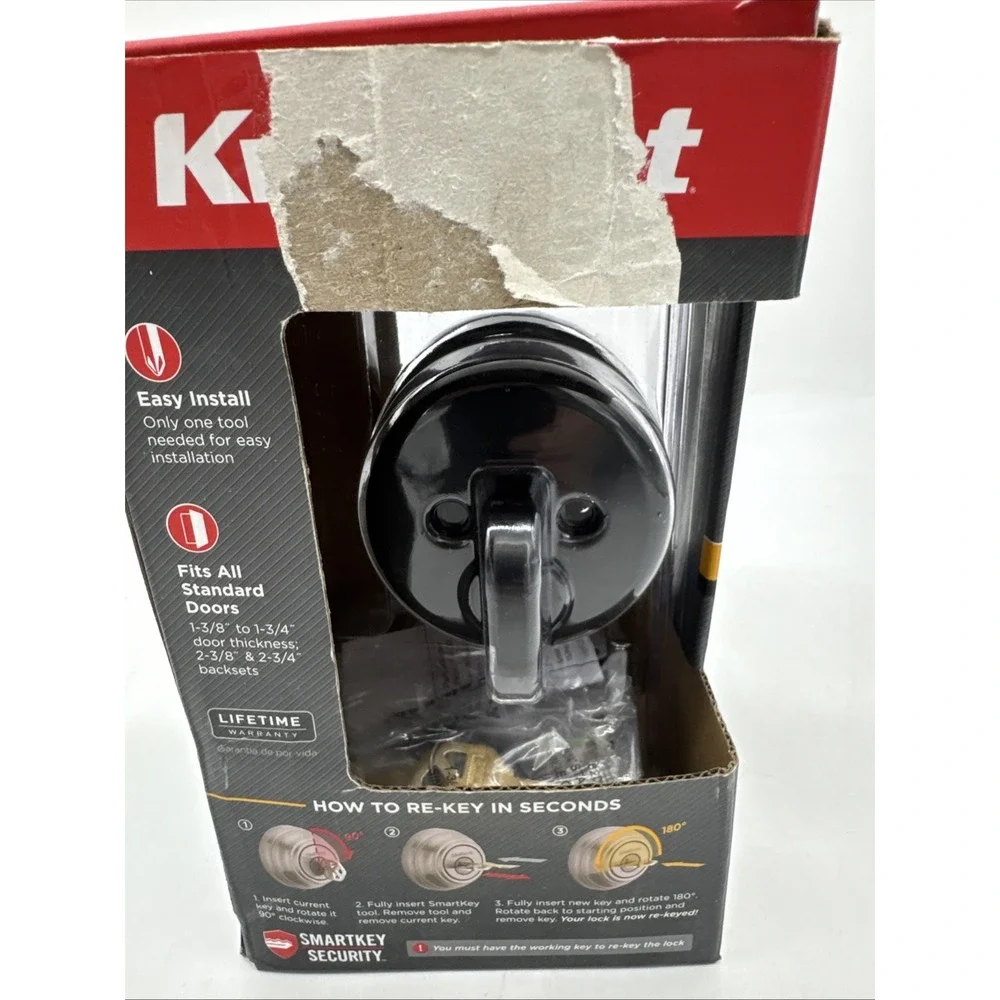Kwikset  matte  Black Round Single Cylinder Deadbolt 92580-020‎ low profile